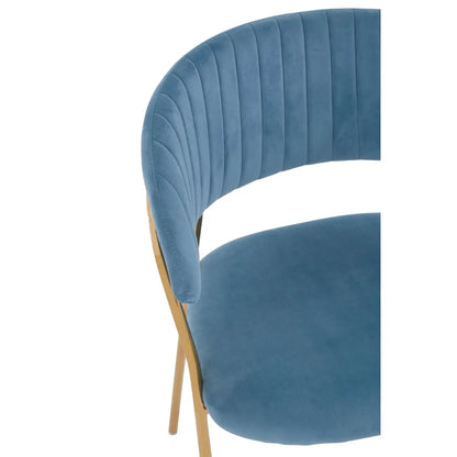 aRmanica ELECTERA BLUE CHANNEL GOLD FINISH DINING CHAIR  X2