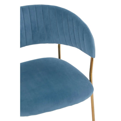 aRmanica ELECTERA BLUE CHANNEL GOLD FINISH DINING CHAIR  X2