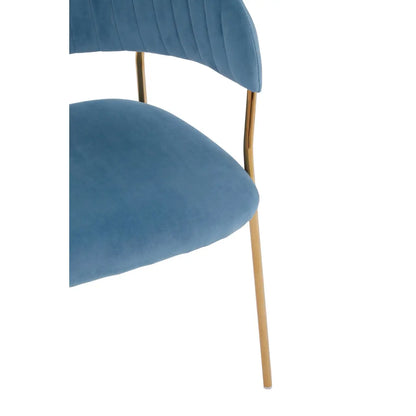 aRmanica ELECTERA BLUE CHANNEL GOLD FINISH DINING CHAIR  X2