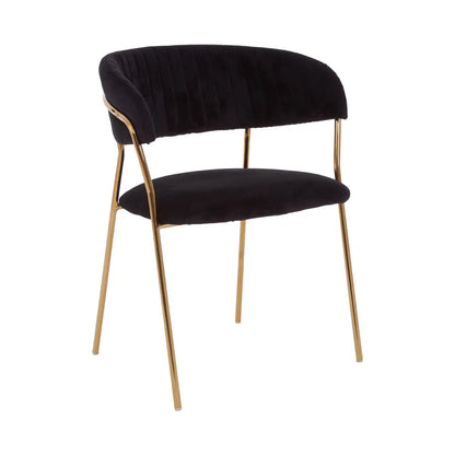 aRmanica ELECTERA BLACK CHANNEL GOLD FINISH DINING CHAIR  X2