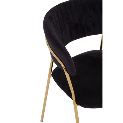 aRmanica ELECTERA BLACK CHANNEL GOLD FINISH DINING CHAIR  X2