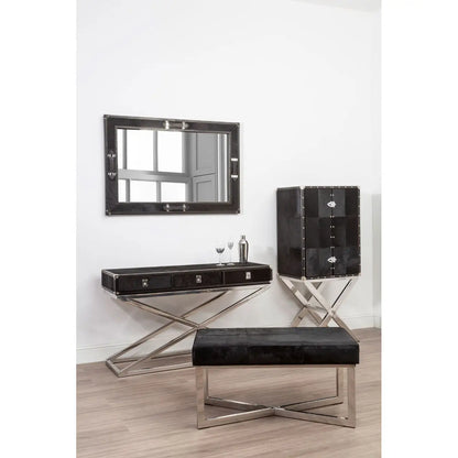 aRmanica MAYFAIR TOWNHOUSE BLACK LEATHER BENCH