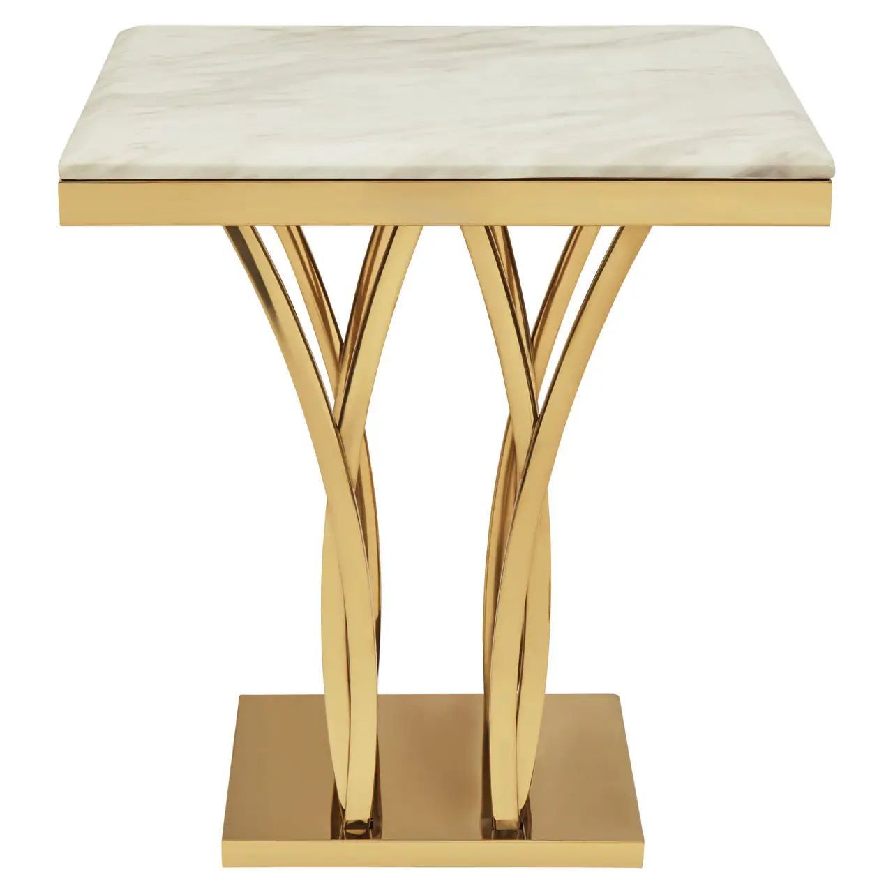 aRmanica ARENZO WHITE MARBLE AND TITAN GOLD SIDE TABLE