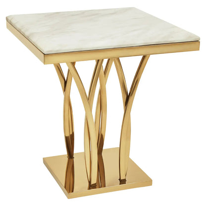 aRmanica ARENZO WHITE MARBLE AND TITAN GOLD SIDE TABLE