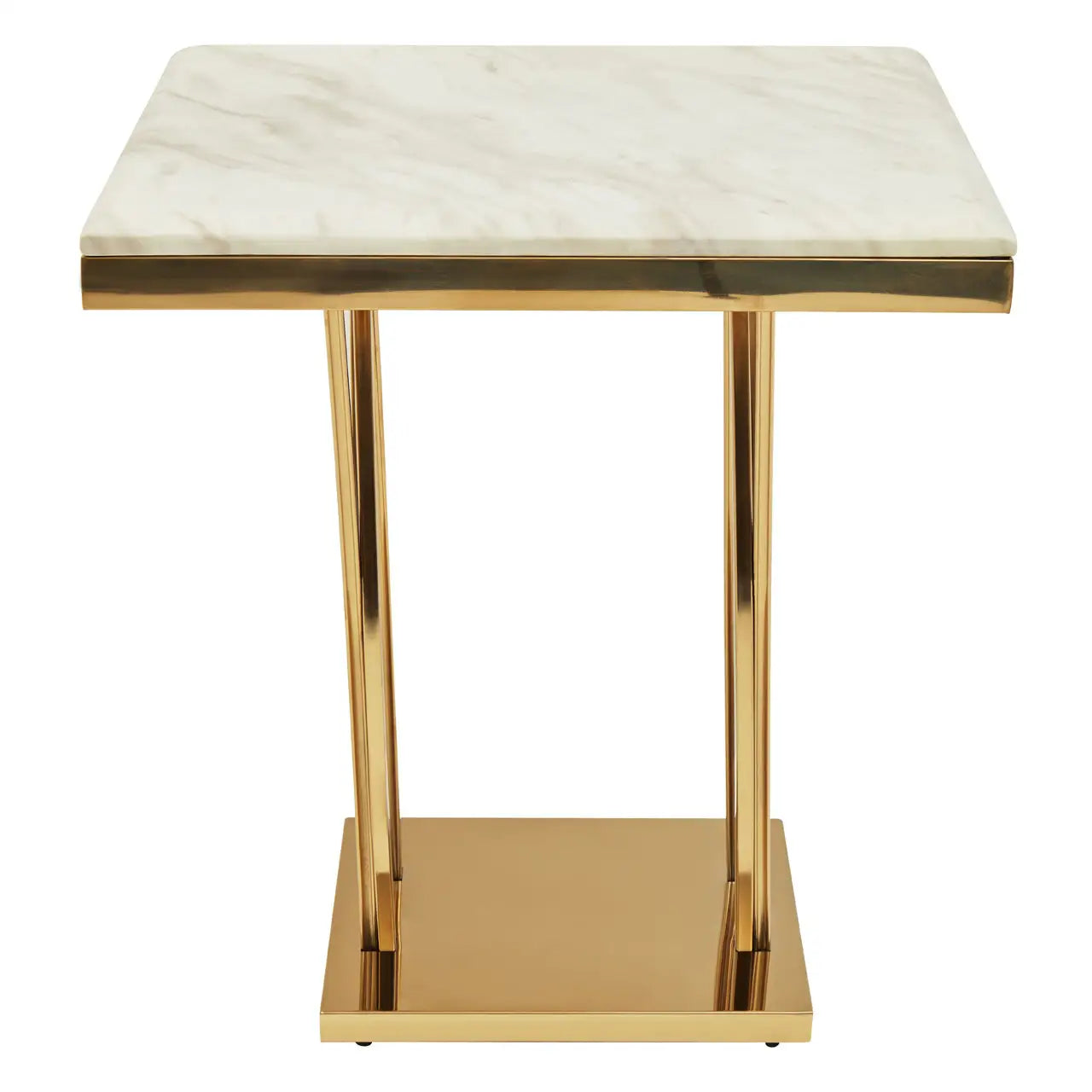 aRmanica ARENZO WHITE MARBLE AND TITAN GOLD SIDE TABLE