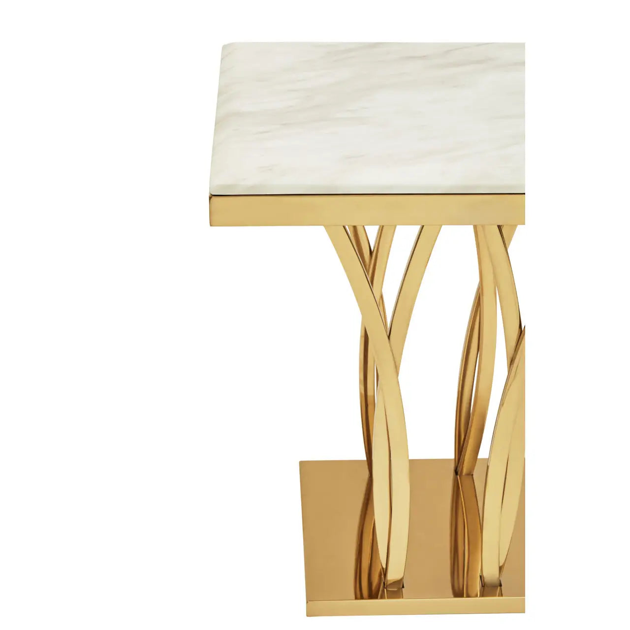 aRmanica ARENZO WHITE MARBLE AND TITAN GOLD SIDE TABLE