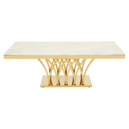 aRmanica ARENZO WHITE MARBLE AND TITAN GOLD COFFEE TABLE