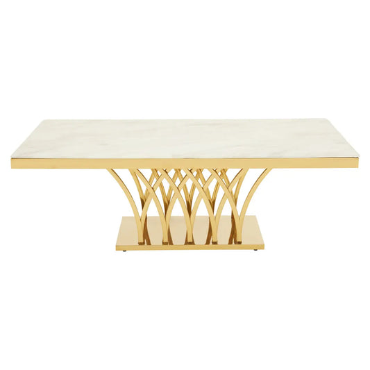 aRmanica ARENZO WHITE MARBLE AND TITAN GOLD COFFEE TABLE