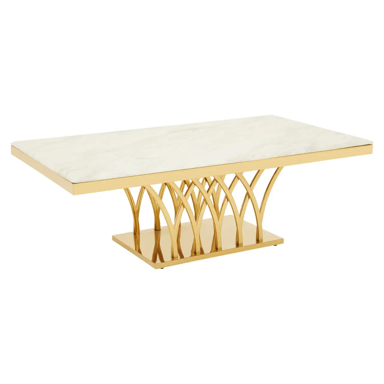 aRmanica ARENZO WHITE MARBLE AND TITAN GOLD COFFEE TABLE