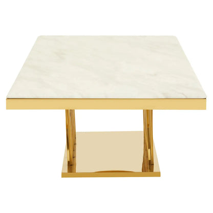 aRmanica ARENZO WHITE MARBLE AND TITAN GOLD COFFEE TABLE