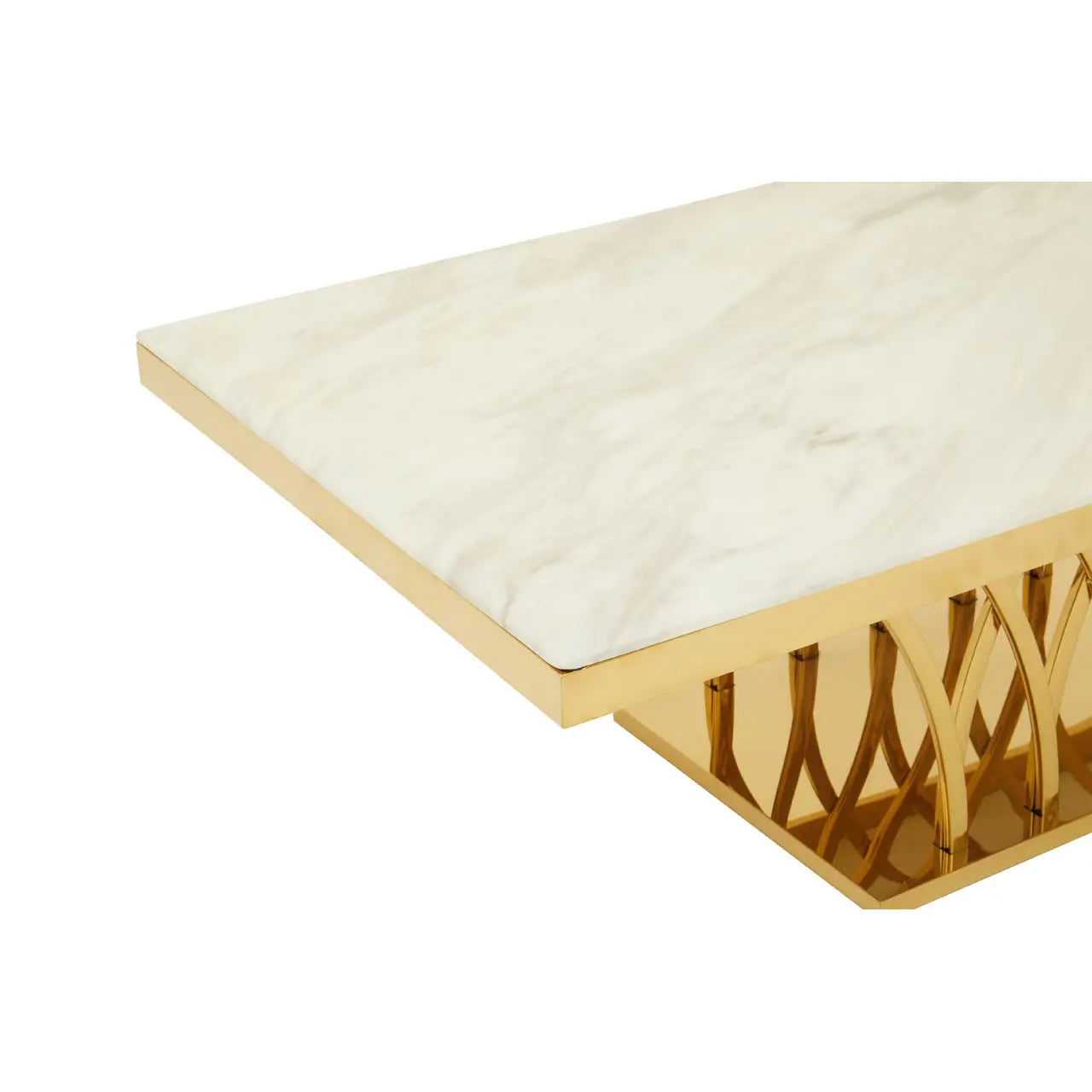 aRmanica ARENZO WHITE MARBLE AND TITAN GOLD COFFEE TABLE