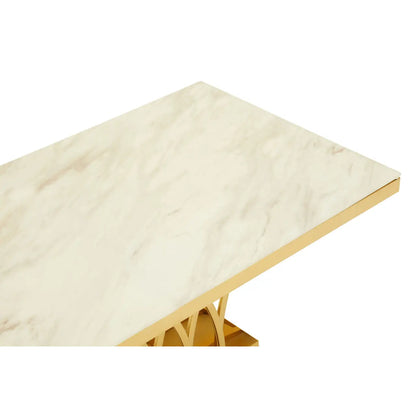 aRmanica ARENZO WHITE MARBLE AND TITAN GOLD COFFEE TABLE