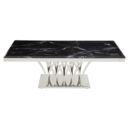 aRmanica ARENZO BLACK MARBLE AND SILVER COFFEE TABLE