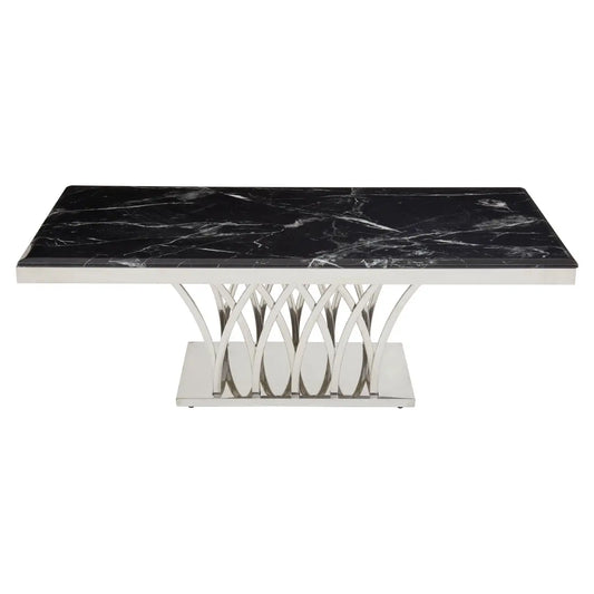 aRmanica ARENZO BLACK MARBLE AND SILVER COFFEE TABLE