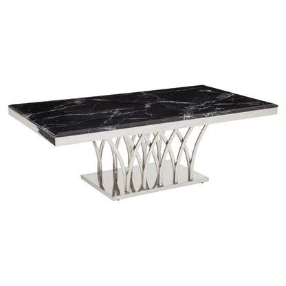 aRmanica ARENZO BLACK MARBLE AND SILVER COFFEE TABLE