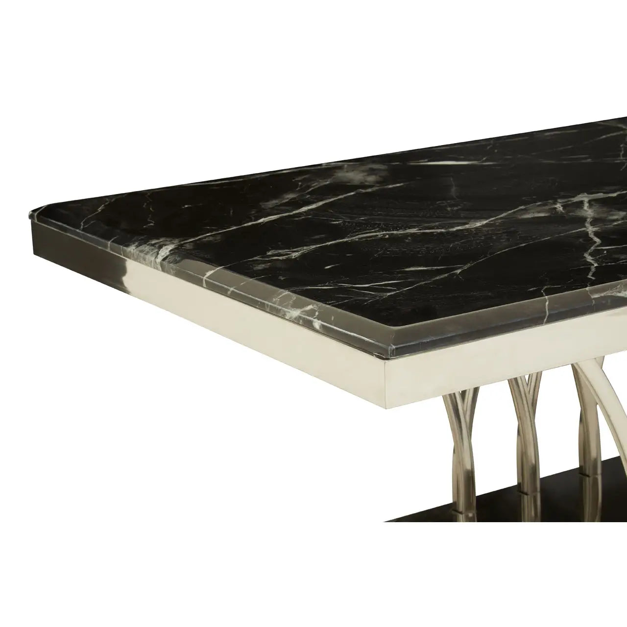 aRmanica ARENZO BLACK MARBLE AND SILVER COFFEE TABLE