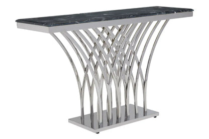 aRmanica Arenzo Black Marble And Silver Console Table