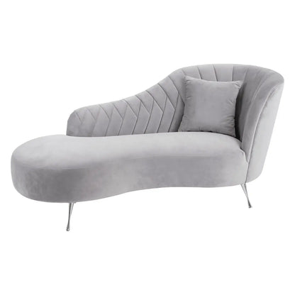 aRmanica LENA GREY VELVET RIGHT ARM CHAISE LONGUE