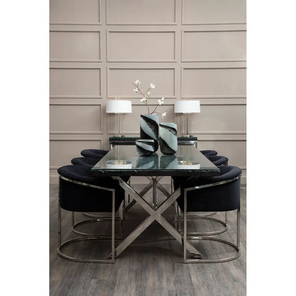 aRmanica KERALA BLACK DINING TABLE WITH CROSS BASE