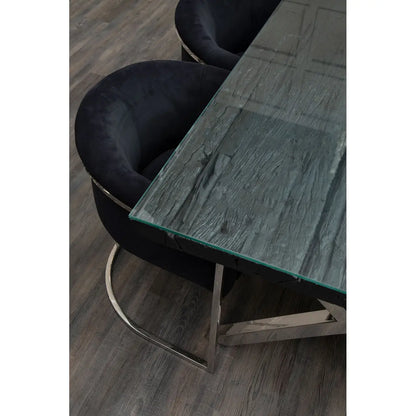 aRmanica KERALA BLACK DINING TABLE WITH CROSS BASE