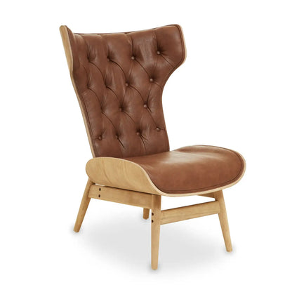 aRmanica VINS BROWN LEATHER EFFECT CHAIR WITH WINGED BACK