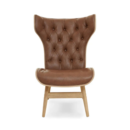 aRmanica VINS BROWN LEATHER EFFECT CHAIR WITH WINGED BACK