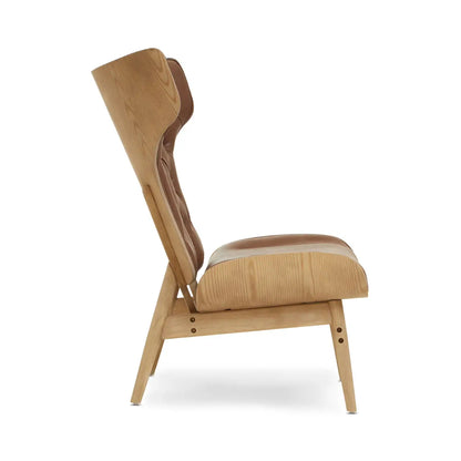 aRmanica VINS BROWN LEATHER EFFECT CHAIR WITH WINGED BACK