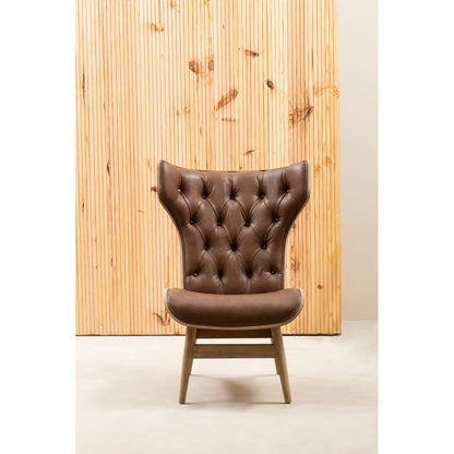 aRmanica VINS BROWN LEATHER EFFECT CHAIR WITH WINGED BACK