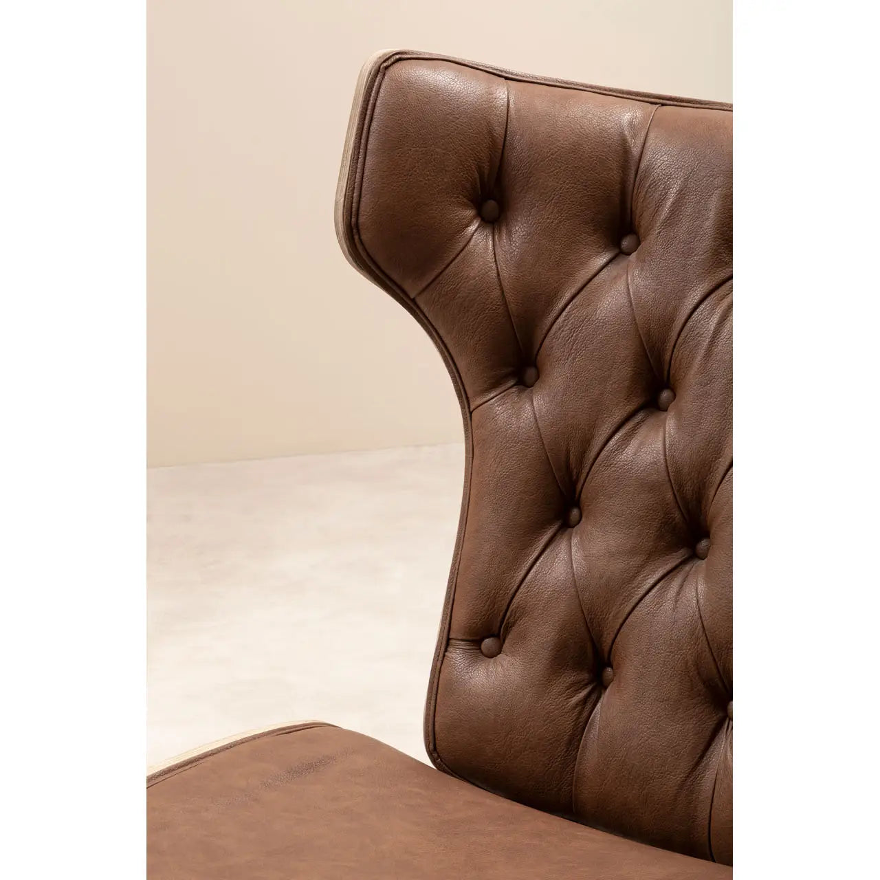 aRmanica VINS BROWN LEATHER EFFECT CHAIR WITH WINGED BACK