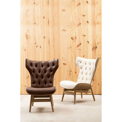 aRmanica VINS BROWN LEATHER EFFECT CHAIR WITH WINGED BACK