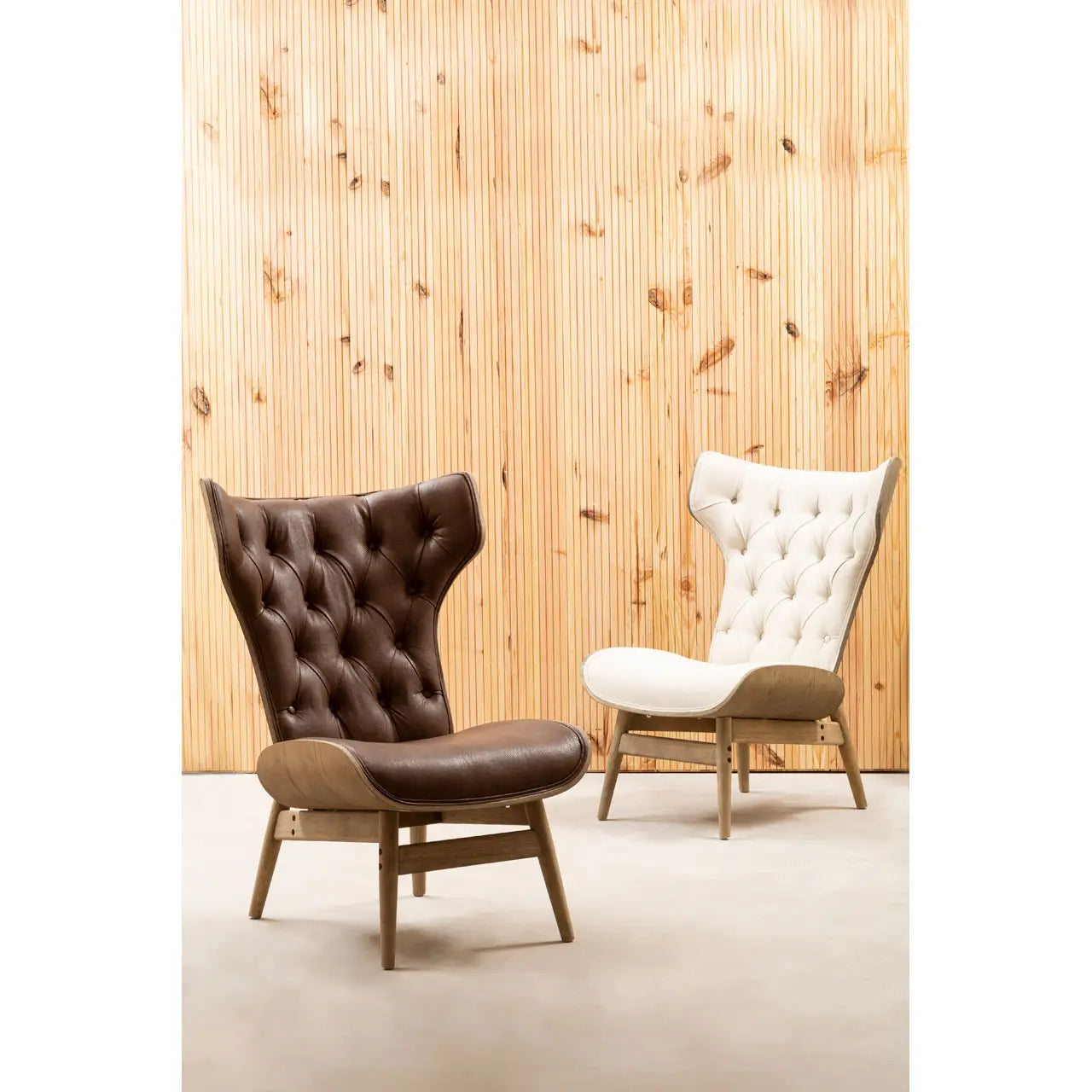 aRmanica VINS BROWN LEATHER EFFECT CHAIR WITH WINGED BACK