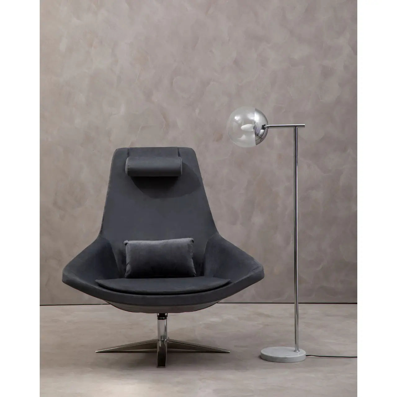 aRmanica KAIRO GREY VELVET ARMCHAIR