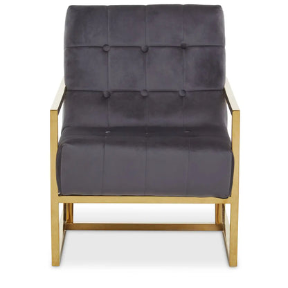 aRmanica HINO GREY VELVET CHAIR WITH GOLD FRAME