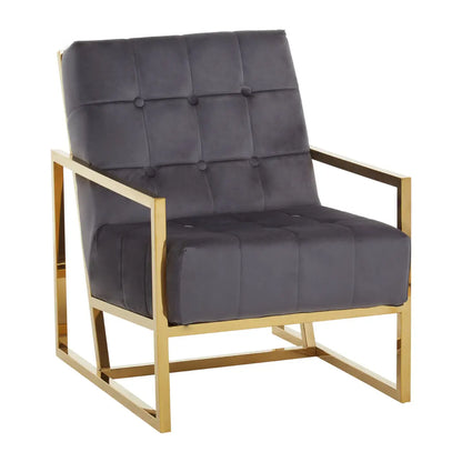 aRmanica HINO GREY VELVET CHAIR WITH GOLD FRAME