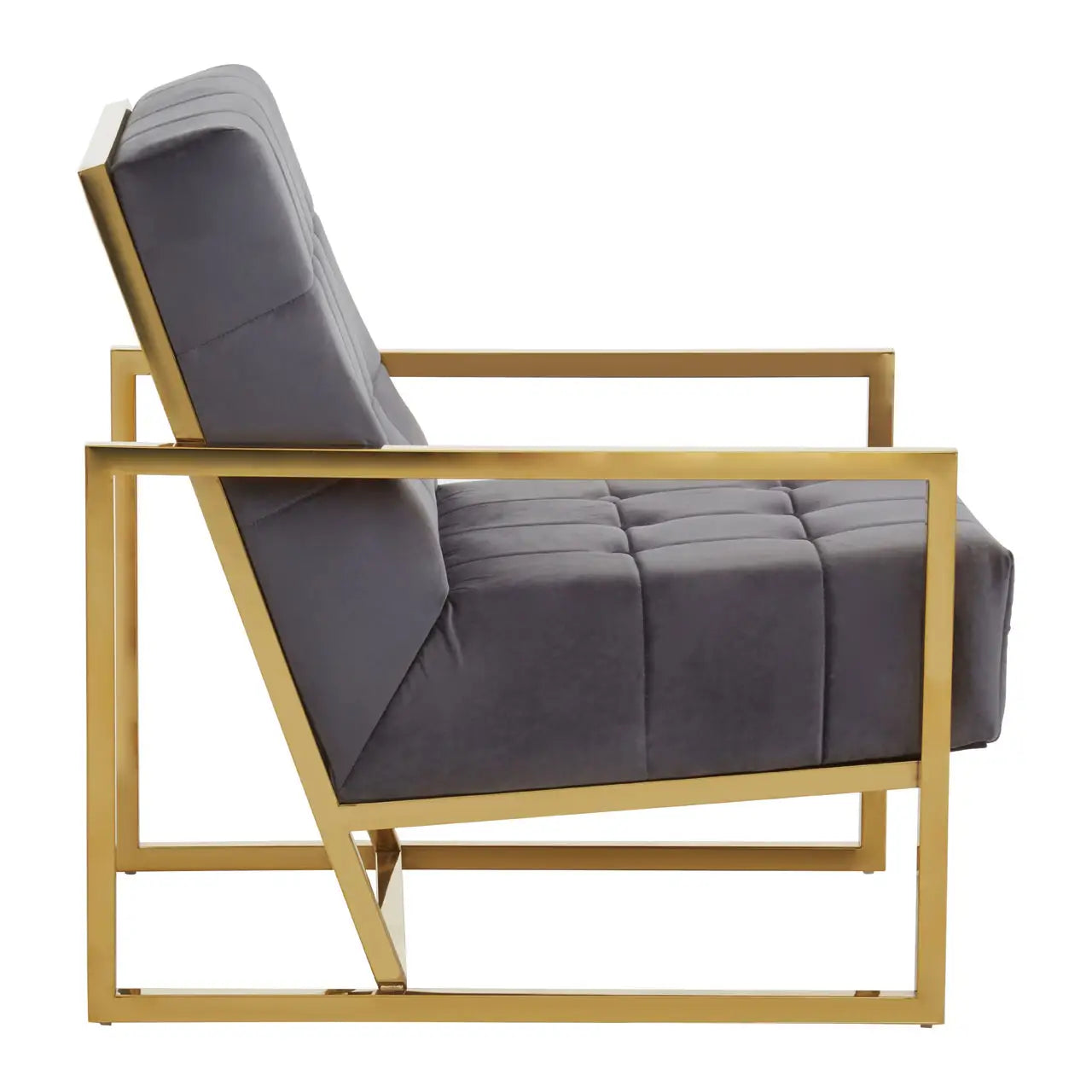 aRmanica HINO GREY VELVET CHAIR WITH GOLD FRAME