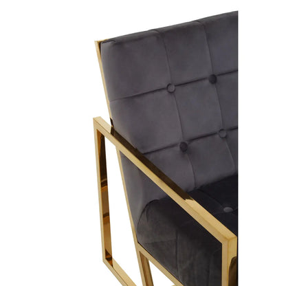 aRmanica HINO GREY VELVET CHAIR WITH GOLD FRAME