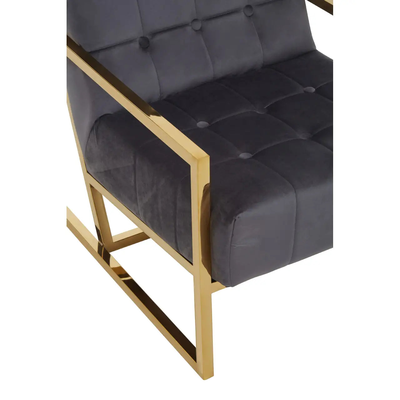 aRmanica HINO GREY VELVET CHAIR WITH GOLD FRAME