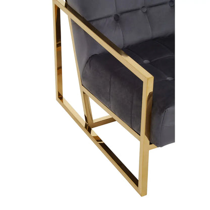 aRmanica HINO GREY VELVET CHAIR WITH GOLD FRAME