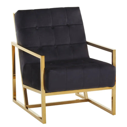 aRmanica HINO BLACK VELVET CHAIR WITH GOLD FRAME