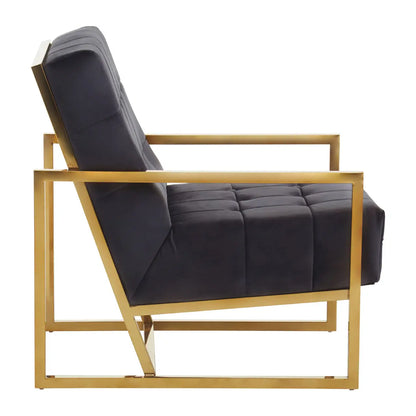 aRmanica HINO BLACK VELVET CHAIR WITH GOLD FRAME