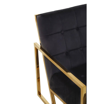 aRmanica HINO BLACK VELVET CHAIR WITH GOLD FRAME