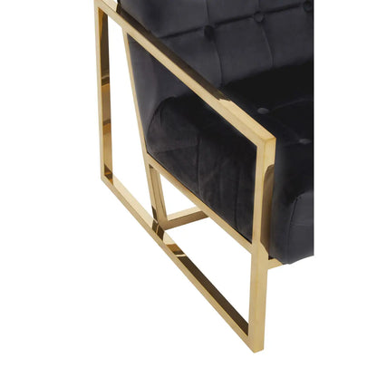 aRmanica HINO BLACK VELVET CHAIR WITH GOLD FRAME