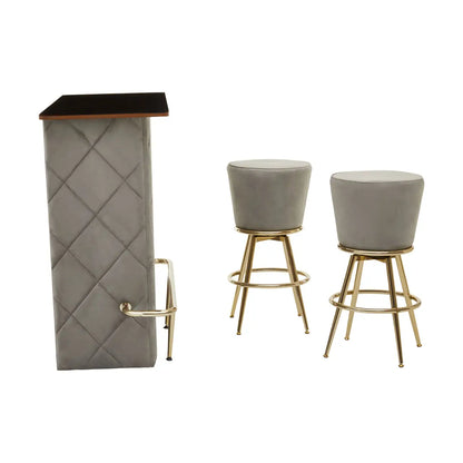 aRmanica CHICAGO BAR AND GREY VELVET STOOLS SET