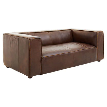 aRmanica LUKA TWO SEAT ANTIQUE BROWN LEATHER SOFA