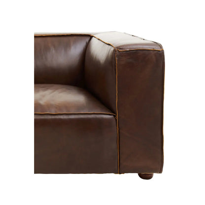 aRmanica LUKA THREE SEAT ANTIQUE BROWN LEATHER SOFA