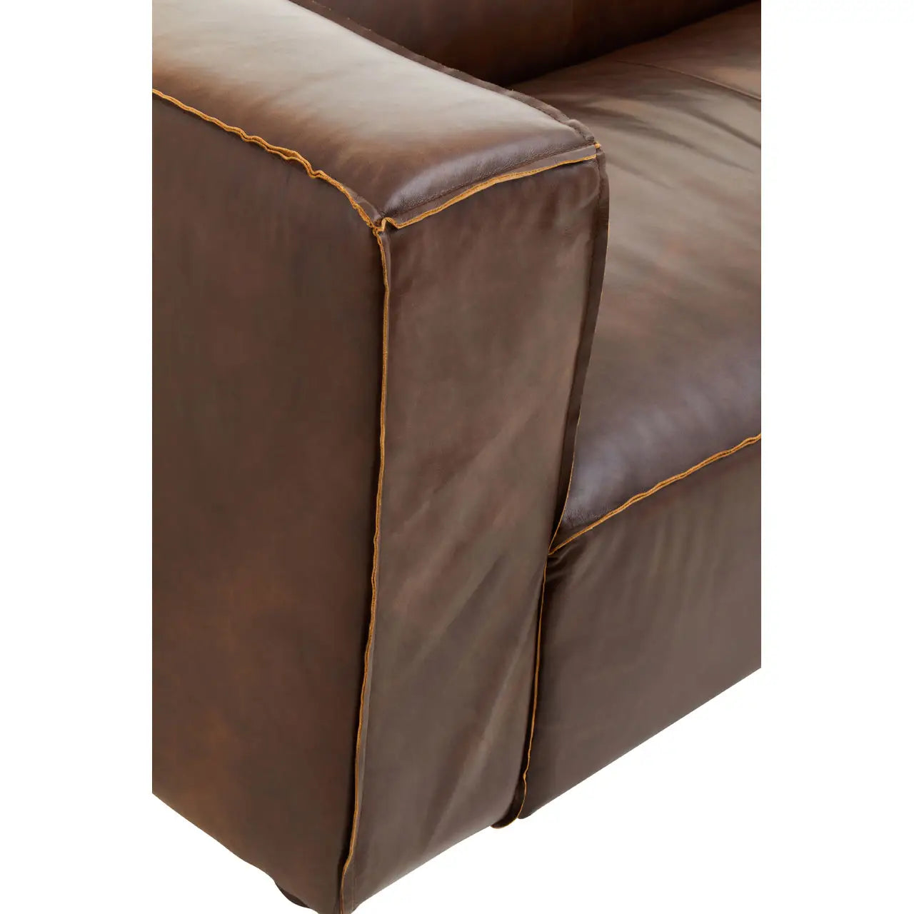 aRmanica LUKA THREE SEAT ANTIQUE BROWN LEATHER SOFA