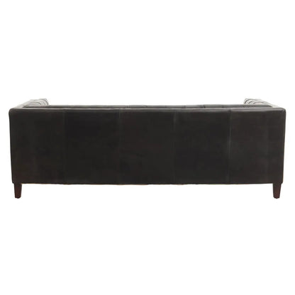 aRmanica KING THREE SEAT ANTIQUE EBONY LEATHER SOFA