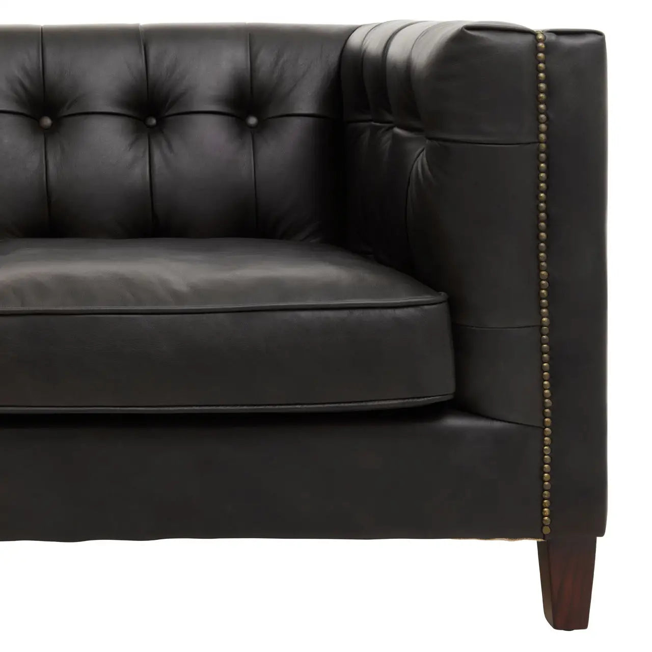 aRmanica KING THREE SEAT ANTIQUE EBONY LEATHER SOFA