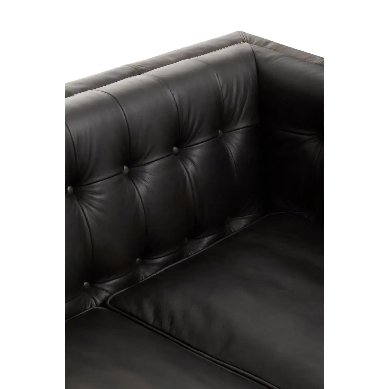 aRmanica KING THREE SEAT ANTIQUE EBONY LEATHER SOFA