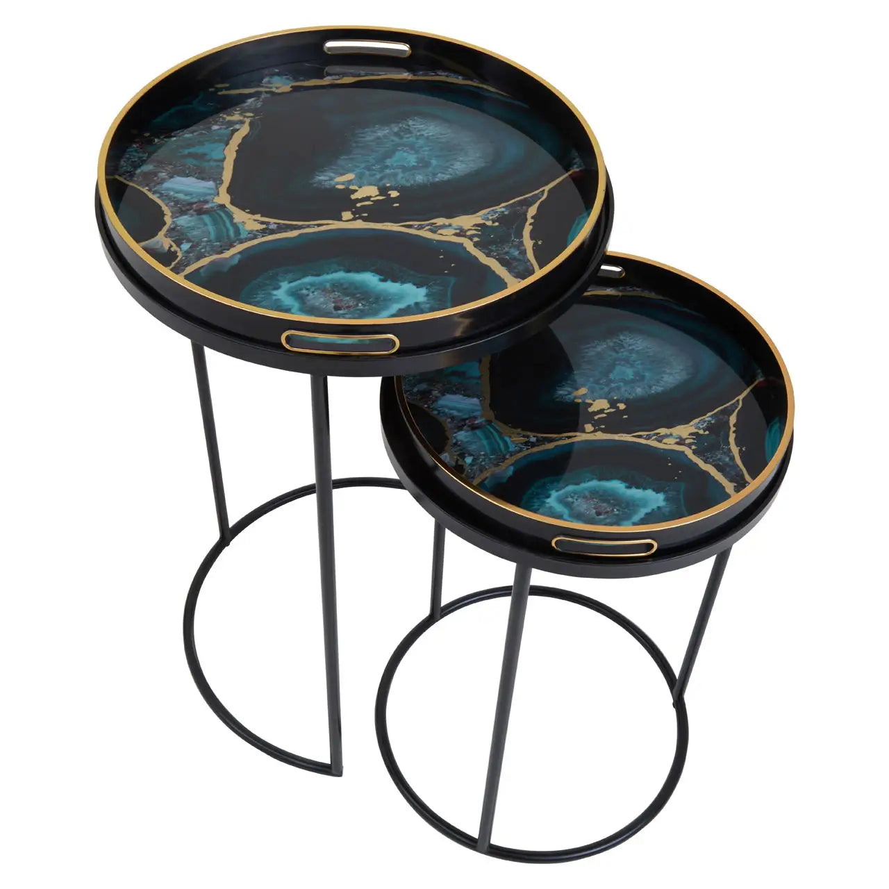 aRmanica CELINI SET OF TWO AGATE NESTING TABLES